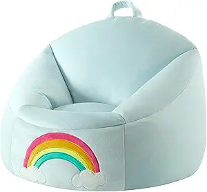 Heritage Kids Micromink Ultra Soft Squishy Comfortable Bean Bag Chair Toddler Playroom Furniture Kids Room Seating 3+ Ages Lightweight Portable Ergonomic Rainbow