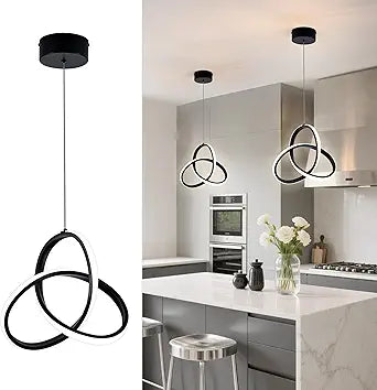 MAYNA Modern Spiral Led Pendant Light, 4000K Natural White Pendant Light Kitchen Island, 18W Adjustable Height Island Light Fixture for Kitchen Bedroom Kitchen Island Cafe, 1 Pack (Black)