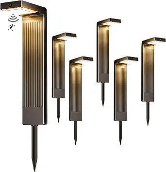 COXSENI Solar Lights Outdoor Pathway, 6Pack Motion Sensor Solar Pathway Lights, 2 Colors Adjustable & 3 Working Modes, IP65 Waterproof Outdoor Landscape Lighting for Garden Yard Driveway Walkway Lawn