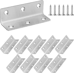 10 Pack 3.2" Silver Heavy Duty Corner Brace, 80mm Length Brackets