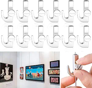 Hicarer 12 Pcs Adjustable Picture Rail Hooks, Normal