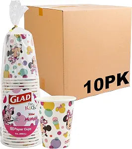 Glad for Kids Disney Minnie Mouse Paper Cups, Dots, 9 Oz, 24 Ct, 10-Pk