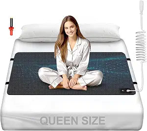 Grounding Mat for Bed, Carbon Fibre + PU Grounding Mattress for Improved Sleep and Pain Relief, Grounding Mat with Grounded Cord, Test Pen (Queen - 27"x 60")