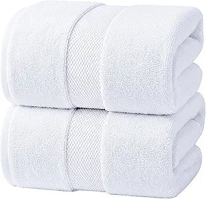 Infinitee Xclusives Jumbo Bath Sheets Towels for Adults  600 GSM (35X70 Inches) 100% Ring Spun Cotton, Soft and Absorbent Large Bath Towels for Bathroom (Brilliant White)