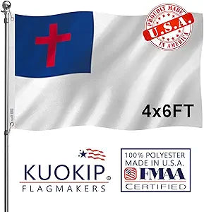 Double Sided Christian Flag 4x6 Made in USA Outdoor Heavy Duty 3-Ply Nylon Jesus Flag with White Starting Tape and 2 Brass Grommets