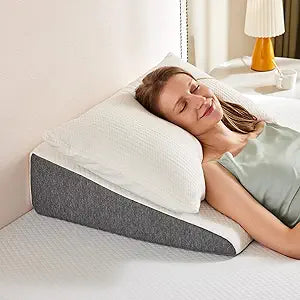 Sweetcrispy 7.5 Inch Wedge Pillow, Body Positioners Pillow for Snoring, Sleep Apnea, Neck Pain Relief, Post Surgery, Back and Neck Support, Sleeping Comfort, White & Gray