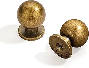 20 Pack 1 Inch (25mm) Diameter Round Solid Vintage Antique Cabinet Pulls Brass Cabinet pullsknobs for cabinets and Drawers,Ball Cabinet knobscabinetry Hardware