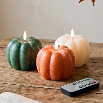 Fall Decor, Fall Decorations for Home, Flameless Pumpkin Candles, Set of 3