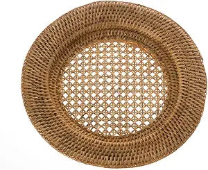 KOUBOO Round Rattan Charger Plate, Honey Brown (Pack of2)