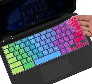 Colorful Keyboard Cover for Dell 11.6 Chromebook 3100 3110 / Chromebook 11 3120 3180 3181 3189 5190 P22T 11.6" / Chromebook 13 3380 13.3" Protective Skin, Dell Chromebook Accessories, Rainbow