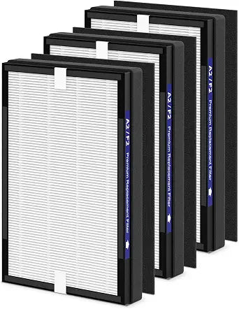 3-Pack A2 F2 Replacement Filter Sets, Compatible with 3M Filtrete F2 Room Purifier Models FAP-C02-A2, FAP-C03-A2, FAP-SC02L, and FAP-T03-A2, Parts # 1150101