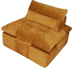 Chenille Tofu Block Modular Single Sofa, Yellow | Removable Washable