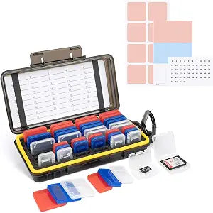 Kiorafoto Memory Card Case w 24 SD & 18 TF Transparent Standard Card Cases