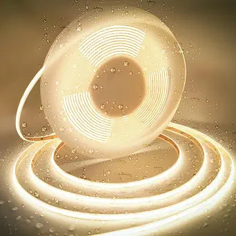 AXMOTUT 16.4ft COB LED Strip Lights Waterproof IP68, 4000K Natural White Outdoor 24V Dimmable Silicone LED Tape Lighting High Density, 4000LM+, 3200LEDs Clips and Screws(Power Supply Not Included)