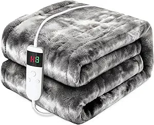 Heated Electric Blanket Throw 72''x84'' - Fast Tie-Dye Heating Blanket, Washable Heat Blanket 10 Heating Settings, 8h Timer Auto Off & Heated Protection, Soft Flannel & Sherpa Material