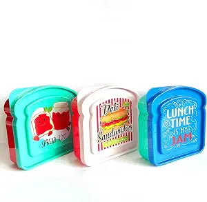 Bexter Set of 3 Toast Shaped Sandwich Boxes Food Storage Sandwich Containers, 2 cups / 16 oz / (Pack of 3)