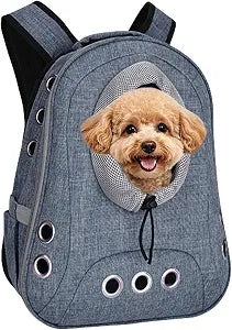 Small Dog Cat Chest Backpack Carrier,Large Space Ventilated Front Facing Backpack Carrier for Puppy,Lightweight Doggy Backpack for Hiking,Camping,Travel,Outdoor,Max 12 lbs(Denim Blue)