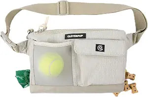 Cleverpup Dog Walk & Train Sling Bag - Hands-Free Dog Walking & Training Bag with Treat Pouch, Poop Bag Holder & Phone Pocket - Crossbody or Fanny Pack, Adjustable Strap - Sand