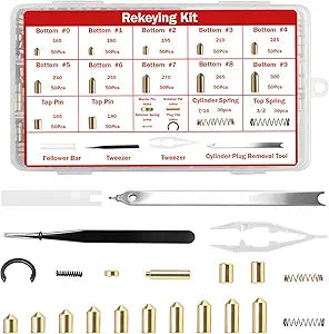SC1 SC4 Keyway Rekey Kit for Schlage, Upgraded Lock Cylinder Tool Kit, with Master, Bottom & Top Pins, Springs & Locksmith Tools, Complete DIY Lock Rekeying Set for Home Security and Door Locks