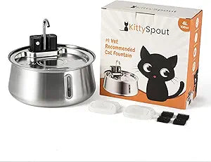 The KittySpout Stainless Steel Wireless Cat Water Fountain, 4L/108oz
