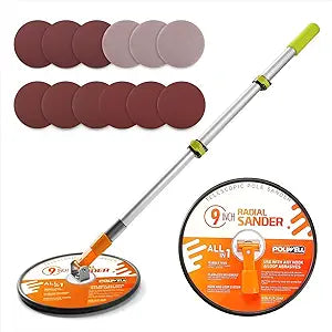 POLIWELL 9 Inch Drywall Pole Sander with 3-Foot Extension Pole