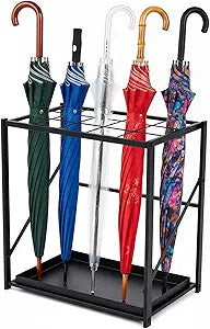Colingmill Folding Umbrella Storage Stand Rack Holder Organizer Free Standing Umbrella Rack with Removable Drip Tray for Entryway Home Office Hotel Entry Hallway(L18.31 X W11.89 X H19.69 Inch)