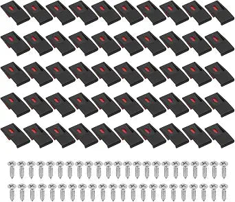 PATIKIL 100 Pcs LED Light Strip Clips, 10mm Outdoor Light Mounting Brackets Self Adhesive LED Light Holder Wires Organizer with Screws Fixing, Black