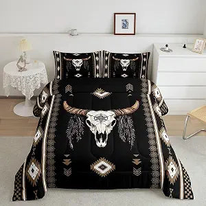 Feelyou Boys Girls Western Bull Skull Bedding Set Queen Size