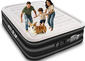 air Mattress Queen with Built in Pump 16 Inch Portable Inflatable Mattress Deluxe Flocking Inflatable Mattress for Temporary Guest Accommodation, Camping, and Home use,MAX is 660 poundsttress