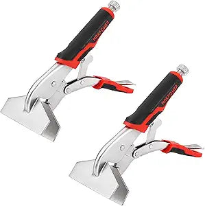 MAXPOWER Locking Sheet Metal Clamps, 10 Flat Jaw Locking Pliers Metalworking Tool for Clamping & Holding, Quick-lock Release for Easy Removal, 2-Piece