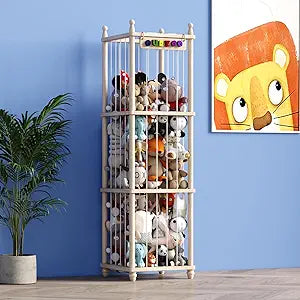 Stuffed Animal Storage Wood Toy Storage Organizer, Upgraded Design from Bean Bag Stuffed Animal Hammock Plushie Net, Large Toy Chest Stuffed animal holder for Kids Nursery Playroom Bedroom XL