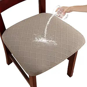 Waterproof Chair Seat Covers Set of 6 for Dining Room, Stretch Removable Washable Dining Chair Seat Slipcovers for Home, Restaurant, Banquet,Kitchen Chair Seat Cushion Protector(Taupe,Large)