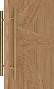 Titanium Gold Round Barn Door Handles 12"/16"/18"/24"/36"/48"/59'', Pull Push Long French Door Handle Double Sided, Large Front Exterior Shower Door Pull Handles