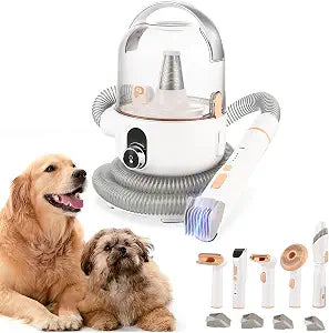 Garvee Dog Grooming Vacuum Kit, GARVEE 11Kpa Suction Power Pet Hair Vacuum for Shedding Grooming with 2 L Large Capacity Hair Storage, 5 Professional Pet Grooming Tools for Dogs Cats
