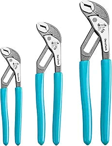 DURATECH 3-Piece Water Pump Pliers Set(8", 10", 12"), Quick-Adjust Groove Joint Pliers with Slide-to-Unlock Mechanism, V-Jaw Design, CR-V Steel, for Plumbing, Automotive, and Household Repairs