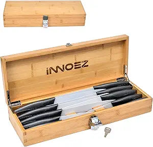 Bamboo Kitchen Knife Holder Lock Box - Knife Drawer Organizer Lockable Storage Box with Lock and Key to Keep Kids Safe from Sharp Knives. Multi Purpose Safe Box (Knives Not Included) (Large)