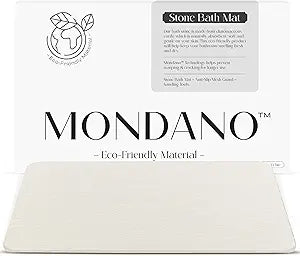 Mondano Stone Bath Mat, Diatomaceous Earth Shower Non Slip Bathroom Mat Quick Dry Stone Mat, Stone Dish Drying Mat, Stone Bath Mats for Bathroom, Diatomaceous Earth Hard Rug (Pebble White)