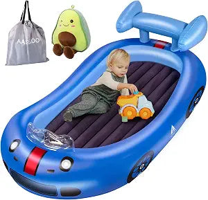 Blow up Inflatable Toddler Travel Bed with Sides, Toddler Air Mattress for Camping, Traveling, Hotel, or Home Use,Avocado Plush Toy Included