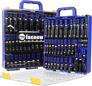 Facoow 55PCS Impact Nut Driver Set Magnetic, SAE&Metric Nut Drivers, Deep Impact Nut Drivers, Impact Socket Adapters, Wing Nut Driver, Power Bit,Quick Release Extension, Pivoting Nutsetter,Storage Box