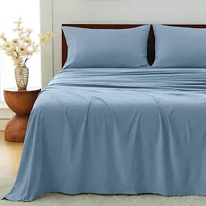 GOKOTTA 4-Pcs King Size Sheets Set, 10-16" Deep Pocket, Non-Slip Elastic Corner Straps, Washed & Brushed Microfiber Polyester - Hotel Luxury, Ultra Soft, Breathable, Wrinkle-Free, Anti-Rip -Dusty Blue