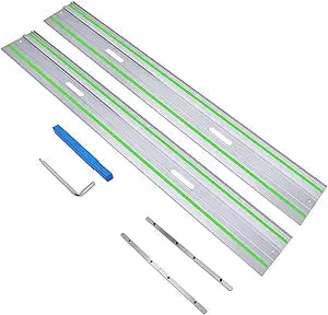 110" Guide Rail Kit for Festool TS-55/TS-75 Track SawsFS-1400/2 Guide Rail Include 2x55" Aluminum Alloy Guide Rails and 2 Guide Rail Connectors for Woodworking Projects