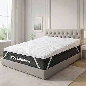 Cinnvoice Mattress Wedge with Cover, 5 Inch Queen Incline Wedge for Acid Reflux Gerd, Neck and Back Pain, Snoring, Adjustable Elevator Under Mattress Topper Support for Bedroom(White)