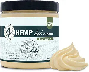 Zatural Hemp Hot Cream Massage Joints and Muscles and Body Wraps Essential Oil Blend, Aloe, Hemp, and More (8oz jar)