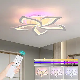 Modern Ceiling Lights,50W Dimmable Flush Mount Ceiling Light with Remote for Living Room Dining Room Bedroom,3000-6000K,White