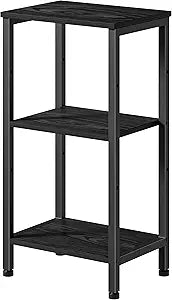 Asgolion Small Black Side Table, Tall End Table with Adjustable Shelf, Accent Table Stand for Home Decor, Small Entryway Table, Bedroom Nightstand, Living Room, Office, Black