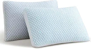 Alkyonos Shredded Memory Foam Cooling Soft Pillows King Size Set of 2, Adjustable Hypoallergenic Hotel Quality Pillow for Back, Side and Stomach Sleeper, Bamboo Viscose Cover, Oeko-TEX Certified