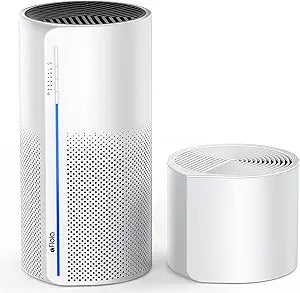 Afloia 2-in-1 Air Purifier & Humidifier Combo, Advanced 3-Stage Filtration, Whisper-Quiet Operation, Auto Shut-Off, 7-Color LED Light, Ideal for Pet Allergies & Smoke (White)
