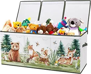 Large Toy Box Chest Organizer with Flip Lid for Kids, Collapsible Oxford Toy Storage Box with Handles for Boys Girls, Sturdy Waterproof Storage Organizer for Bedroom Playroom Nursery, 37.712.515.7''