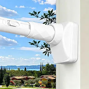 One-Click Tension Curtain Rod 40-67" Adjustable Shower Rod White No Drilling for Window Bathroom Closet Room Divider Extra Long Curtain Rod Decoration Holder