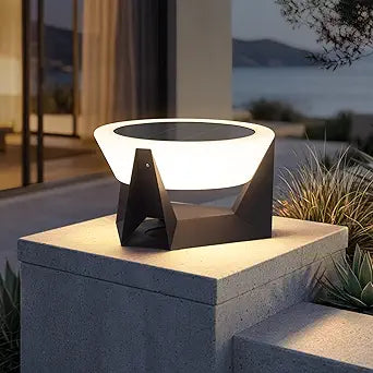 Outdoor Solar Post Lights, 15" Dusk to Dawn Solar Column Light, Large Pillar Post Lamp Waterproof, Landing Light Outside Solar 3000K Luxury LED Lighting for Entrance Garden Decoration